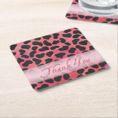 Roze en zwarte Dalmatiaanse Patroon Dank u Kartonnen Onderzetters (Schuin)