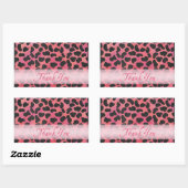 Roze en zwarte Dalmatiaanse Patroon Dank u Rechthoekige Sticker (Vel)
