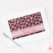 Roze en zwarte Dalmatiaanse Patroon Dank u Rechthoekige Sticker (Envelop)