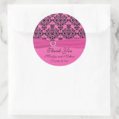 Roze en Zwarte Damask 3"Ronde Sticker (Tas)