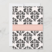 Roze en zwarte Damask Baby Shower-uitnodigingen Kaart (Achterkant)