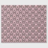 Roze en zwarte Damask Bats Cadeaupapier (Vlak)