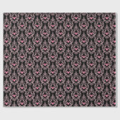 Roze en zwarte Damask Bats Cadeaupapier (Vlak)