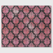 Roze en zwarte Damask Cadeaupapier (Vlak)