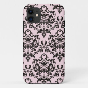 Roze en zwarte Damask iPhone 11 Hoesje