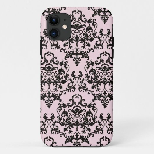 Roze en zwarte Damask Case-Mate iPhone Case (Achterkant)