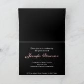 Roze en zwarte Damask Chic Afstuderen Aankondiging (Binnen)