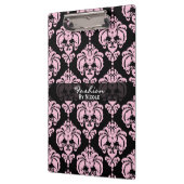 Roze en zwarte Damask Chic Elegant Glam op maat Klembord (Links)