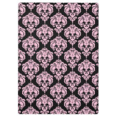 Roze en zwarte Damask Chic Elegant Glam op maat Klembord (Achterkant)