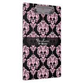Roze en zwarte Damask Chic Elegant Glam op maat Klembord (Rechts)