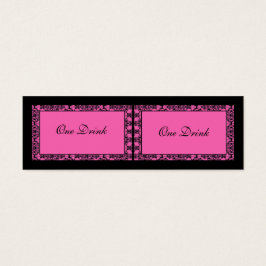 Roze en Zwarte Damask Drink Tickets Mini Visitekaartjes