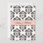 Roze en zwarte Damask Eiffel Tower Weddenschap Kaart (Achterkant)