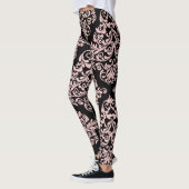 Roze en zwarte Damask Elegant Leggings (Links)