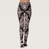 Roze en zwarte Damask Elegant Leggings (Achterkant)