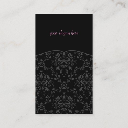 Roze en zwarte Damask Elegant visitekaartje (Achterkant)