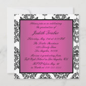 Roze en zwarte Damask Graduation Party Kaart (Achterkant)