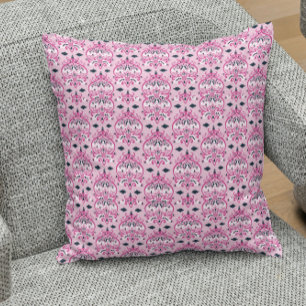 Roze en zwarte Damask Kussen