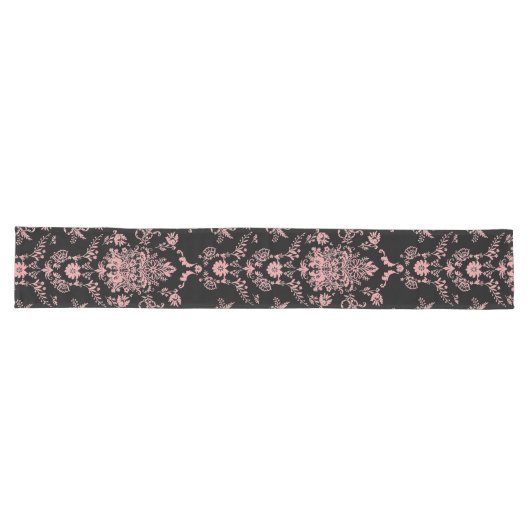 Roze en zwarte Damask Lange Tafelloper (Horizontaal)