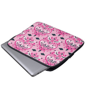 Roze en zwarte Damask Laptop Sleeve