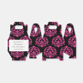 Roze en zwarte Damask Patroon bruiloft Bedankdoosjes (Uitgevouwen)