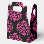 Roze en zwarte Damask Patroon bruiloft Bedankdoosjes (Geopend)