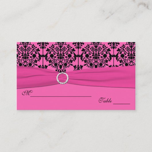 Roze en zwarte Damask Plaatskaarten Plaatskaartje (Voorkant)