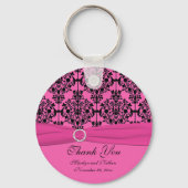 Roze en zwarte Damask Sleutelhanger (Voorkant)