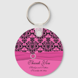 Roze en zwarte Damask Sleutelhanger