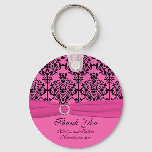 Roze en zwarte Damask Sleutelhanger (Voorkant)