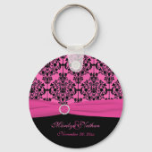 Roze en zwarte Damask Sleutelhanger (Voorkant)