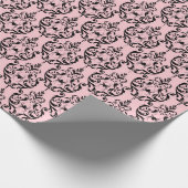 Roze en zwarte Damask Spiders Cadeaupapier (Hoek)