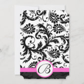 Roze en zwarte Damask Swirls Weddenschap Kaart (Achterkant)