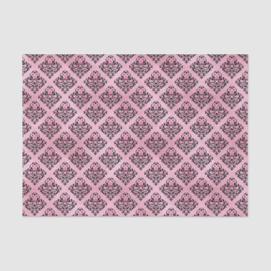 Roze en zwarte Damask Tissuepapier (Voorkant)