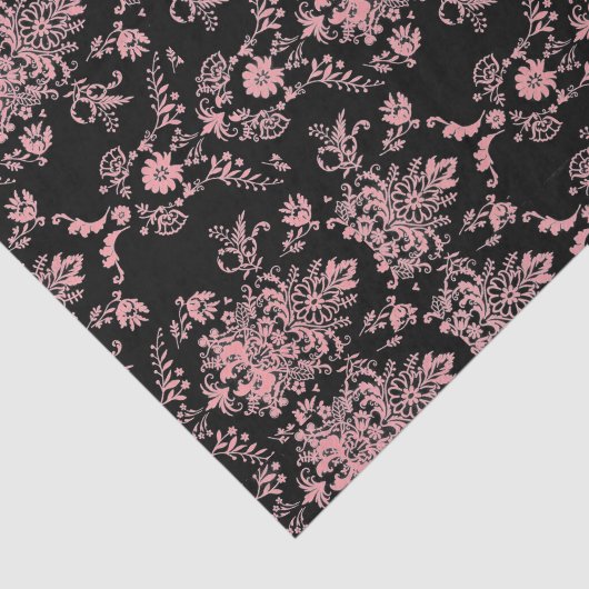 Roze en zwarte Damask Tissuepapier (Detail)