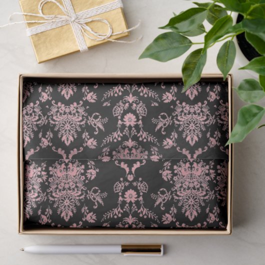 Roze en zwarte Damask Tissuepapier (Geschenk)
