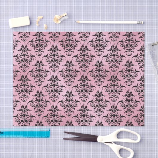 Roze en zwarte Damask Tissuepapier (Craft)