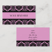 Roze en zwarte Damask Visitekaartje (Voorkant / Achterkant)