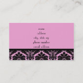 Roze en zwarte Damask Visitekaartje (Achterkant)