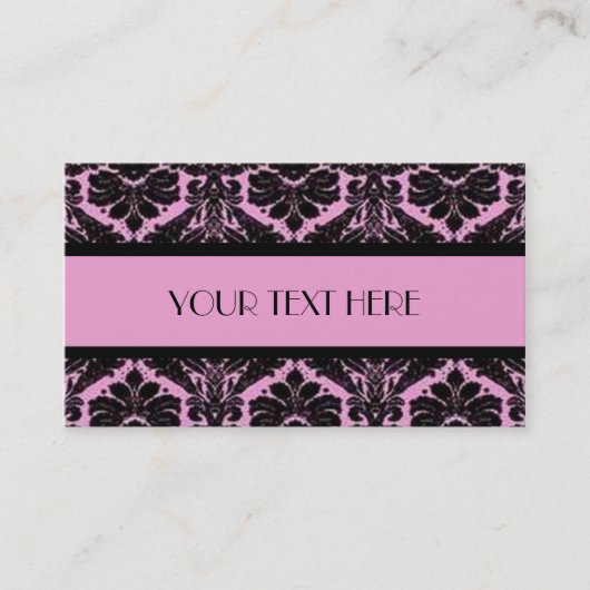 Roze en zwarte Damask Visitekaartje (Voorkant)