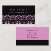 Roze en zwarte Damask Visitekaartje (Voorkant / Achterkant)