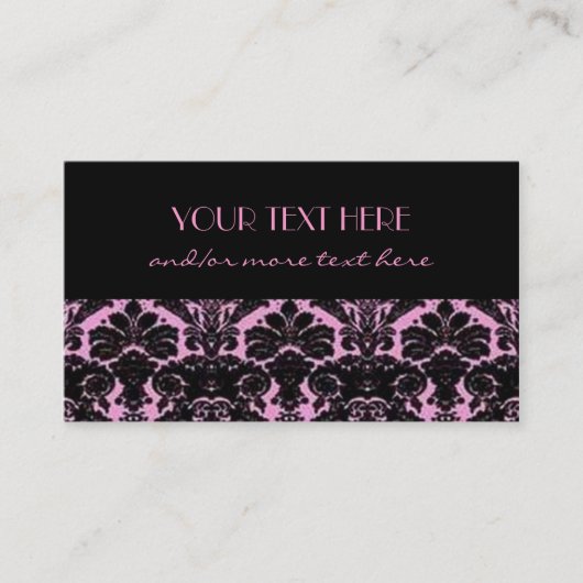 Roze en zwarte Damask Visitekaartje (Voorkant)
