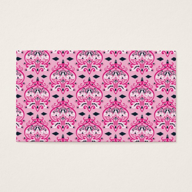 Roze en zwarte Damask Visitekaartje (Voorkant)