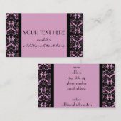 Roze en zwarte Damask Visitekaartje (Voorkant / Achterkant)
