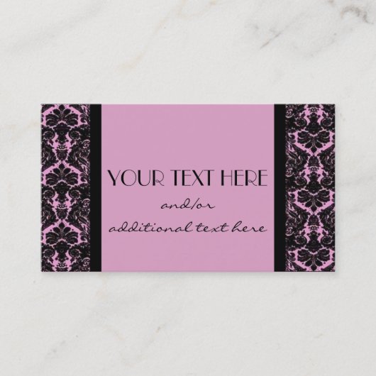 Roze en zwarte Damask Visitekaartje (Voorkant)