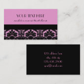 Roze en zwarte Damask Visitekaartje (Voorkant / Achterkant)