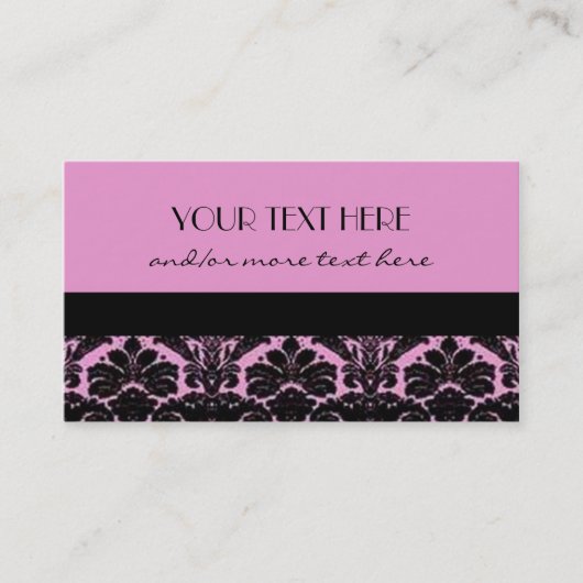 Roze en zwarte Damask Visitekaartje (Voorkant)