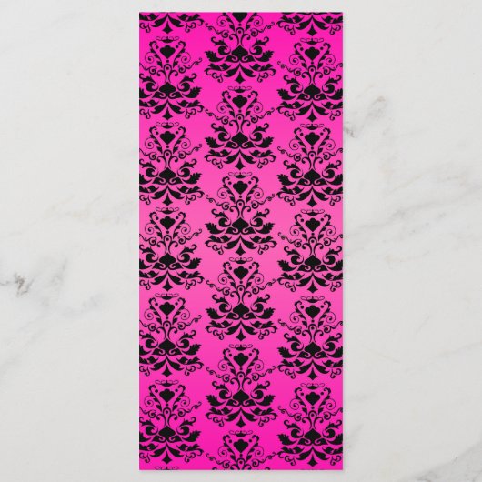 Roze en zwarte Damask w / Green Slim Dinner Menu (Achterkant)