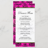 Roze en zwarte Damask w / Green Slim Dinner Menu (Voorkant / Achterkant)
