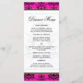 Roze en zwarte Damask w / Green Slim Dinner Menu (Voorkant)