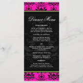 Roze en zwarte Damask w / Green Slim Dinner Menu (Voorkant)